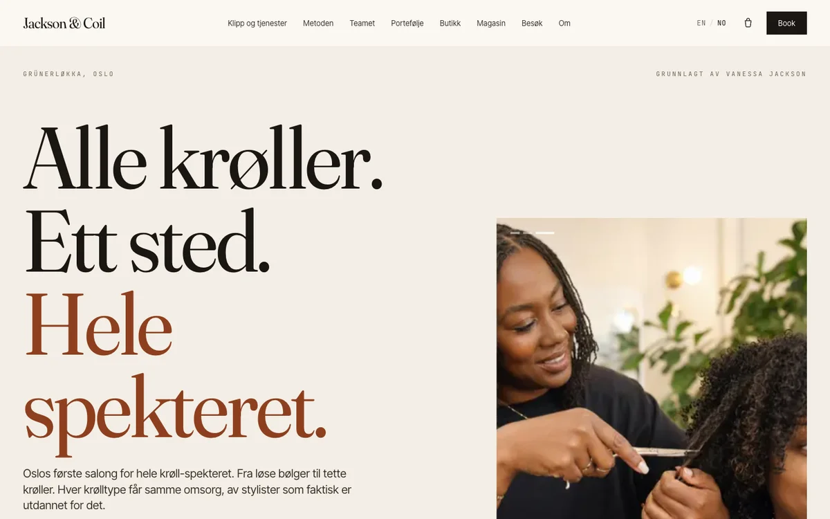 Skjermbilde av Jackson & Coil, Website 1 forside