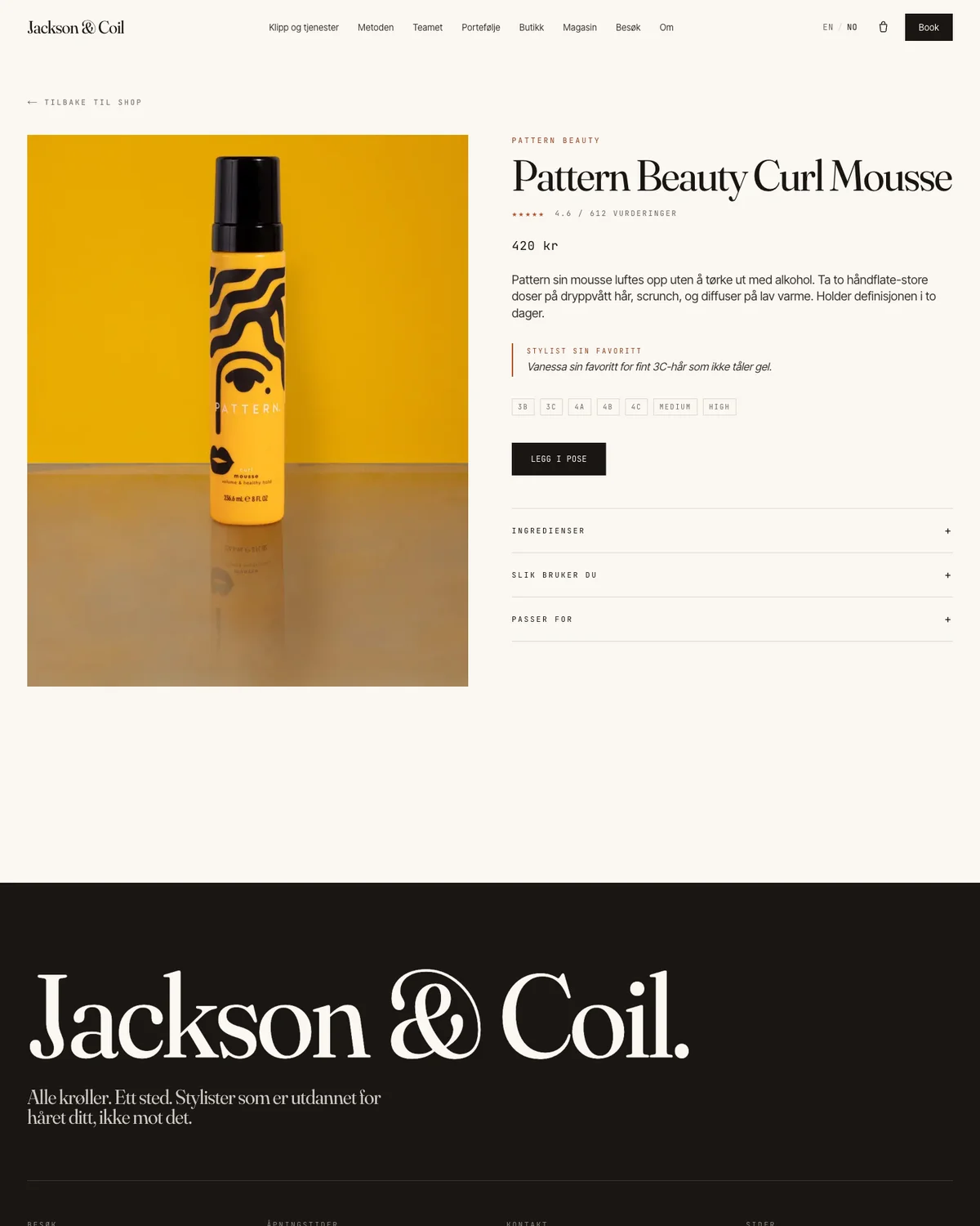Website 1 screenshot of the product detail page