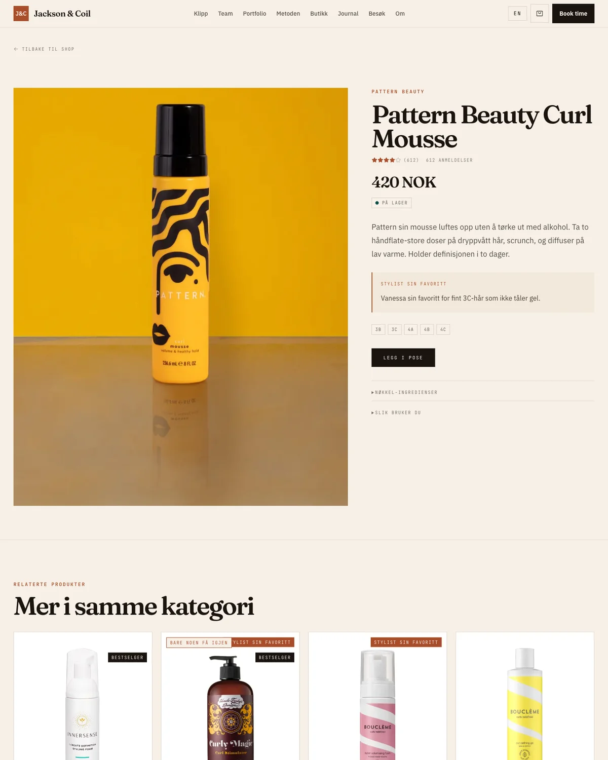Website 2 screenshot of the product detail page